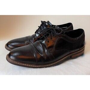 Nunn Bush Shoes Men's 11.5 Hayden Cap Toe Oxford 81075-001 Black Comfort Gel